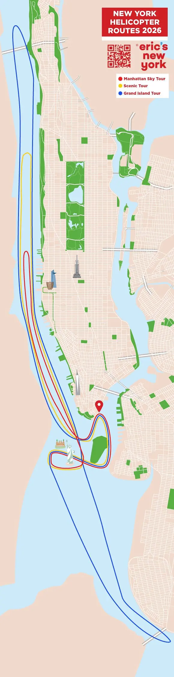 Vuelo en helicóptero en Nueva York - rutas