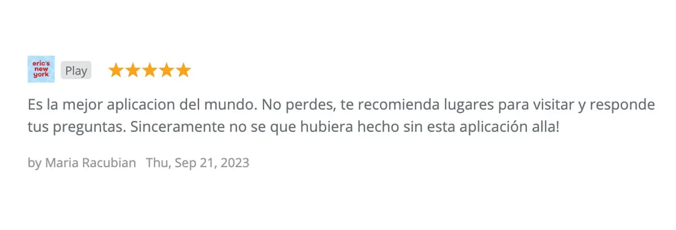 Eric’s New York App - Valoraciones 1