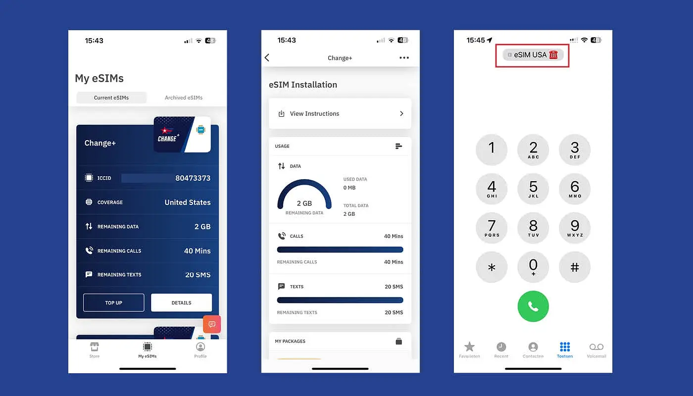 Comprar una eSIM para los EE.UU con datos, llamadas y SMS - Resumen