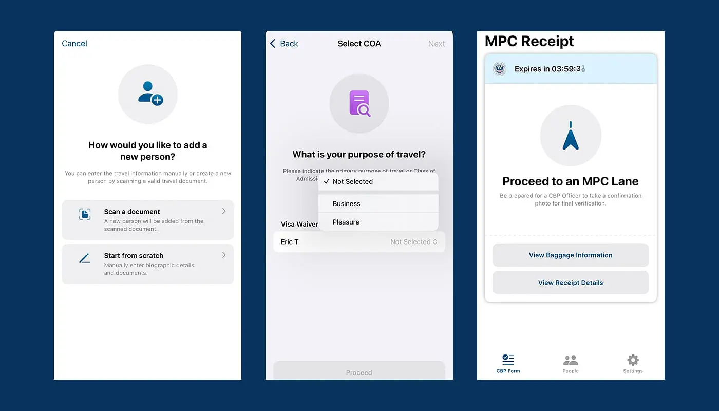 App Mobile Passport Control (MPC) para Nueva York - Pasos
