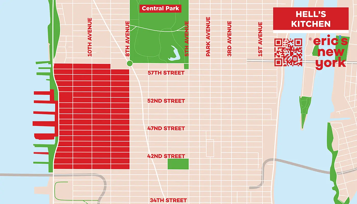 Hell's Kitchen en Nueva York - Mapa Gratuito