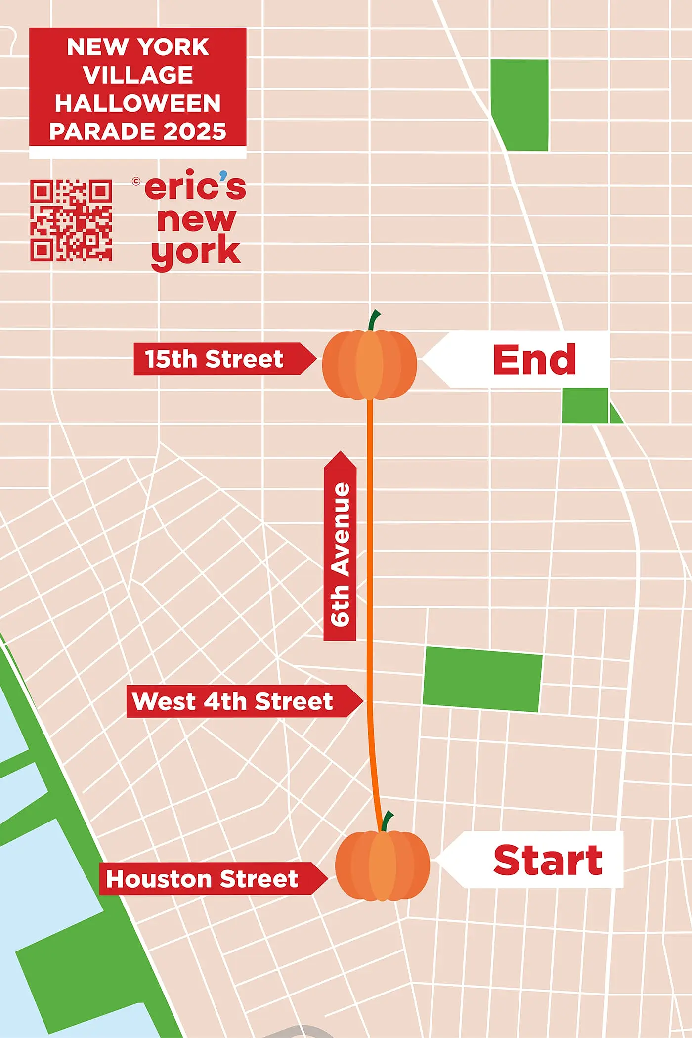 Halloween en Nueva York- Mapa de ruta del Village Halloween Parade 