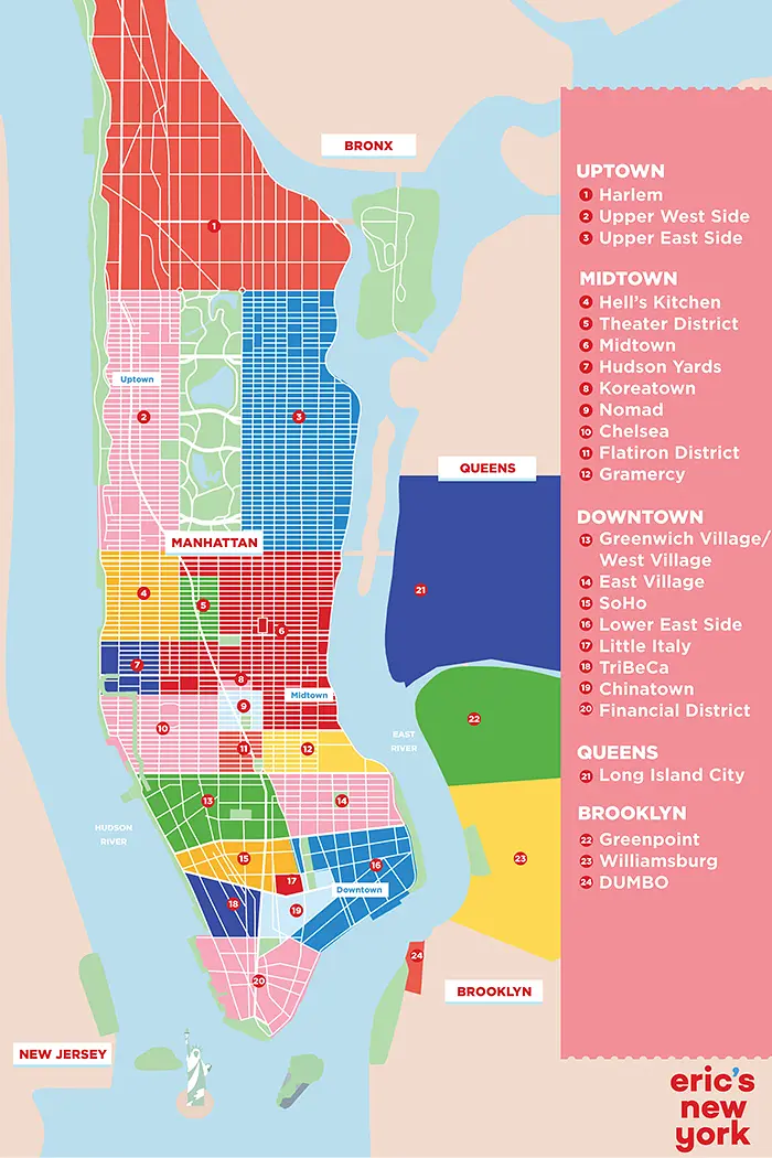 Distritos y barrios de Nueva York - Mapa de los barrios